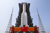  Tianhe, on the the Long March-5B Y2 rocket is moved to the launching area of the Wenchang Spacecraft Launch Site.
