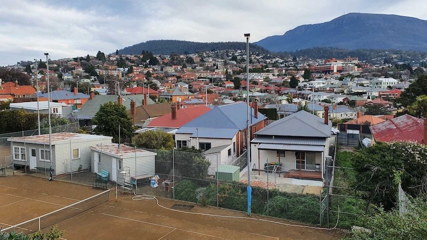 A tennis court in Hobart .