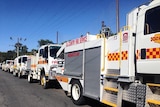 Fire trucks lined up in Gumeracha