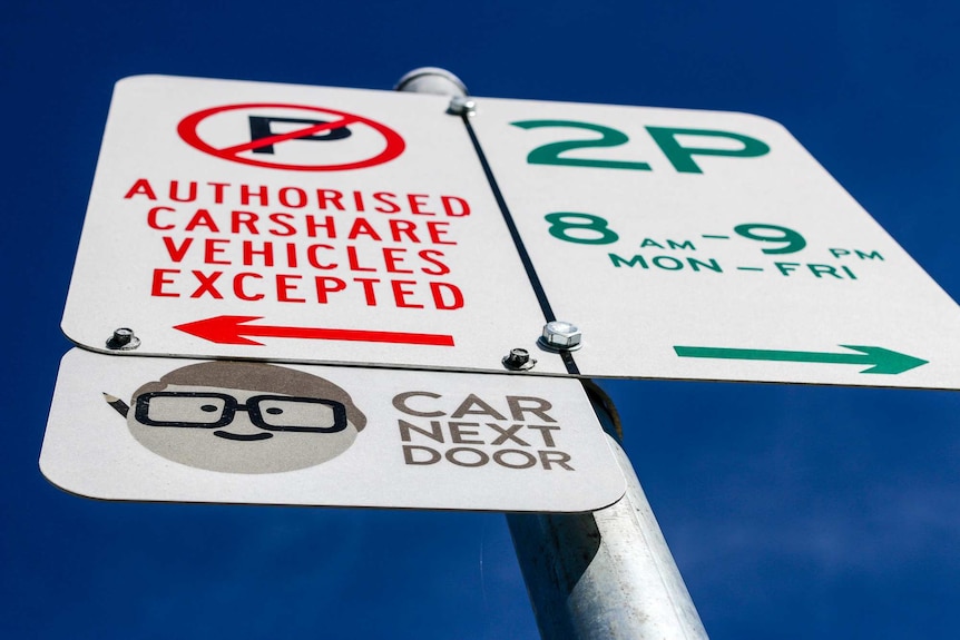 A sign showing where a peer-to-peer car parking space is located.