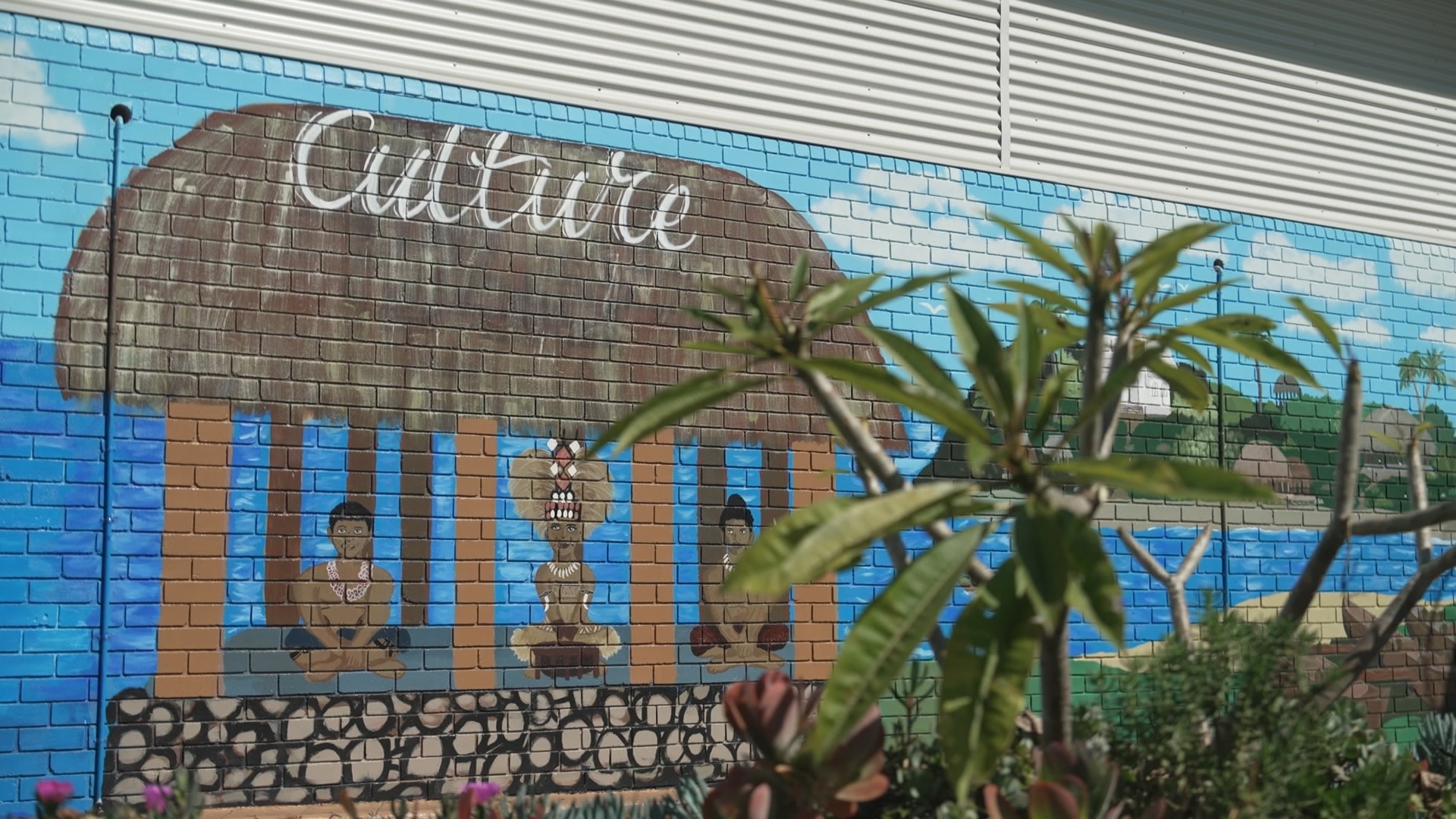 A mural painted on a wall.