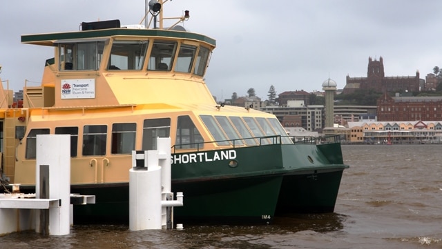 The Stockton ferry pulls in to the wharf.