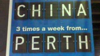 China to Perth airport sign