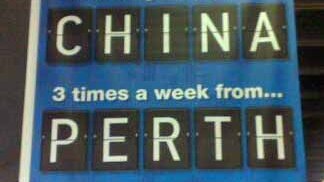 China to Perth airport sign