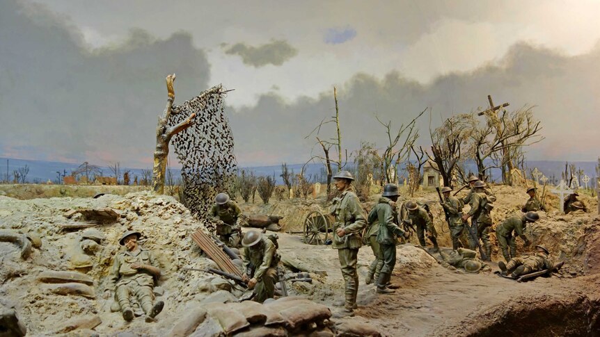 The Dernancourt 1918 diorama at the Australian War Memorial.