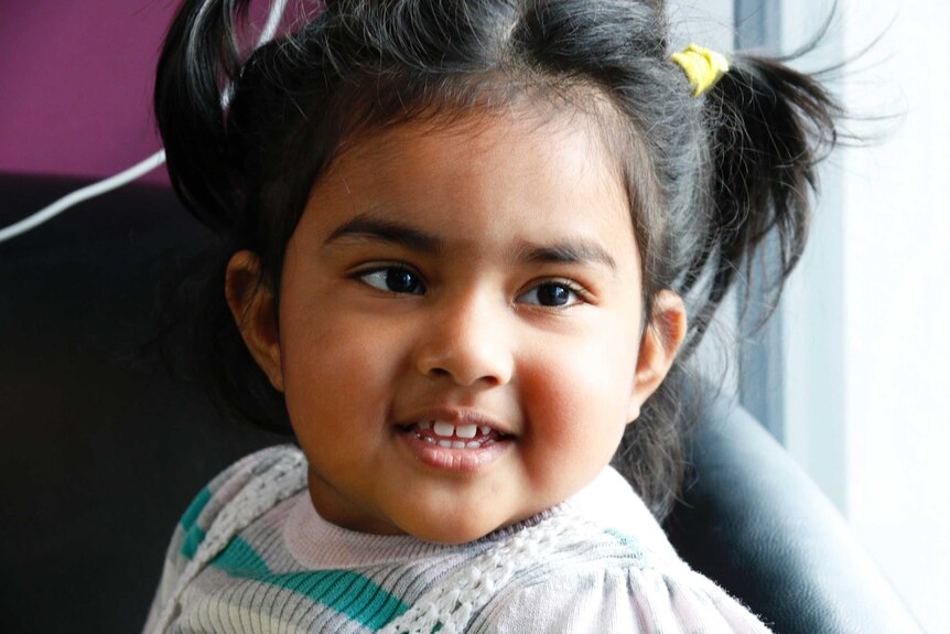 Close up of 2-year-old girl Muntaha Kabir Simrah