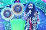 Indian guru Gurmeet Ram Rahim Singh sings his song Love Charger.