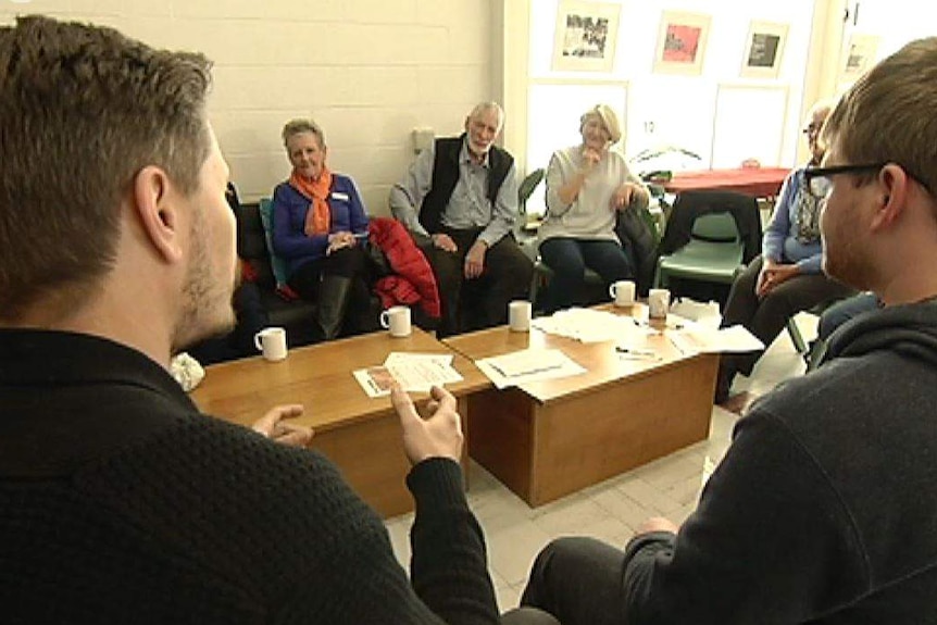 Tasmanian Youth Connect meeting with young and old participants.