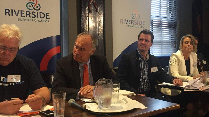 Bennelong by-election candidates including Kristina Keneally and John Alexander at the pub, pitching to local business owners.