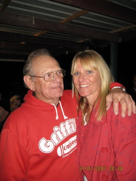 Tanya Harding and her dad laughing