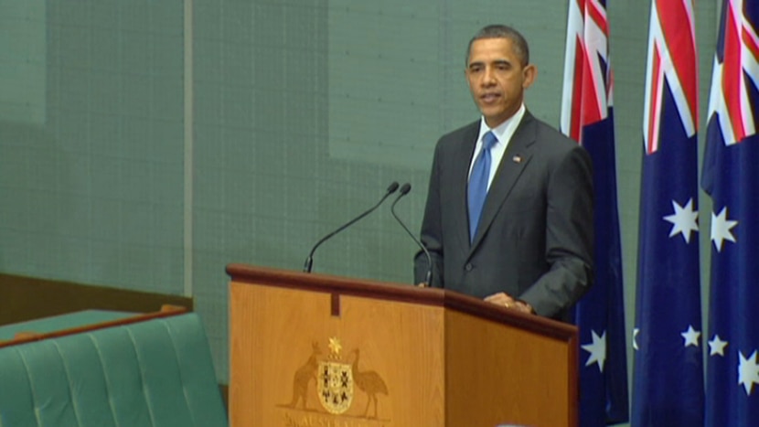 Obama addresses parliament (ABC TV)