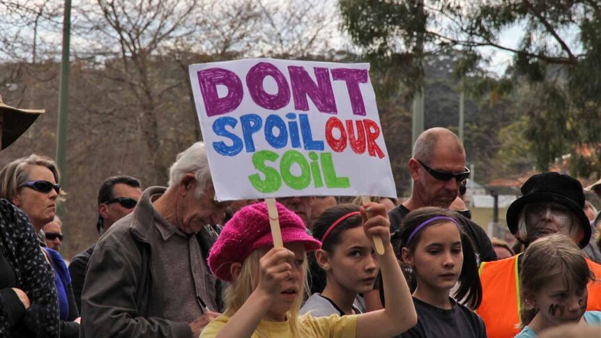 A sign at one of the anti-coal rallies