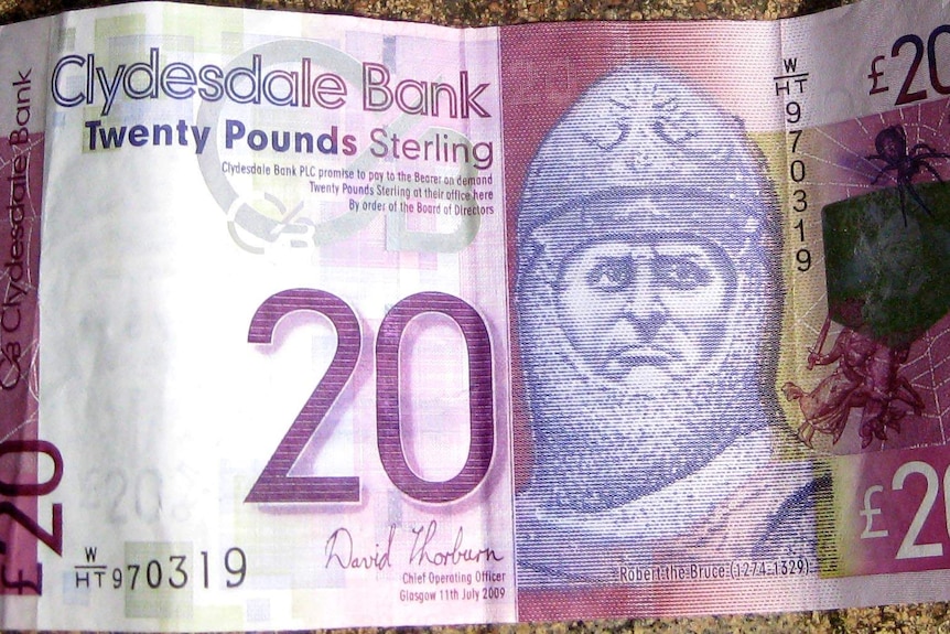 A Clydesdale Bank 20 pound note