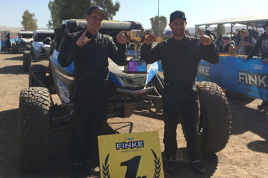 Finke Desert Race driver Jack Rhodes and his racing partner.