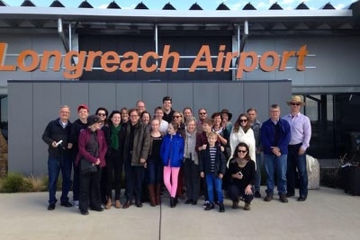 Mealey and Nicol families at Longreach Airport.
