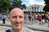 ABC journalist Rafael Epstein takes a selfie in front of the White House in Washington DC.