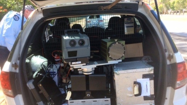Vitronic PoliScan speed camera being tested in Mount Isa.