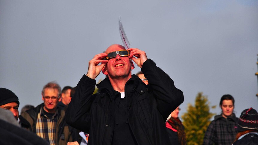 Man watches eclipse from an observatory in Scotland