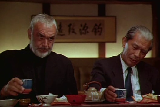A screen shot from the film The Rising Sun.
