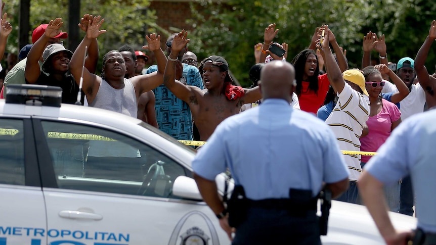 Protesters near shooting of man in St Louis