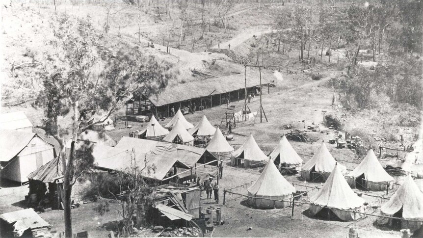 A 1869 photograph of a camp in Darwin.