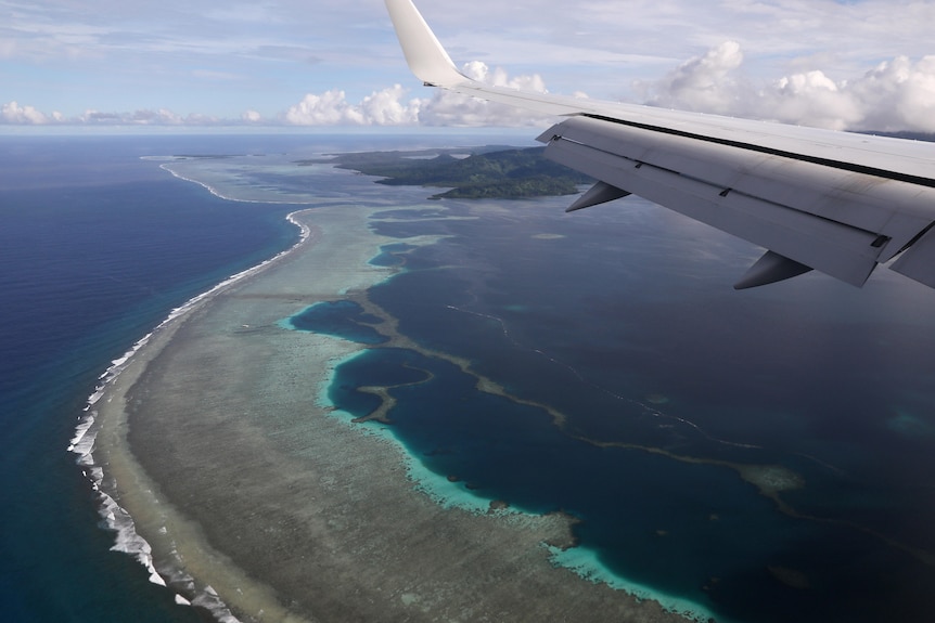 Pohnpei island view from a plane.