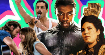 Colourful collage of images from popular Oscars 2019 nominees including Bohemian Rhapsody, Black Panther and A Star is Born