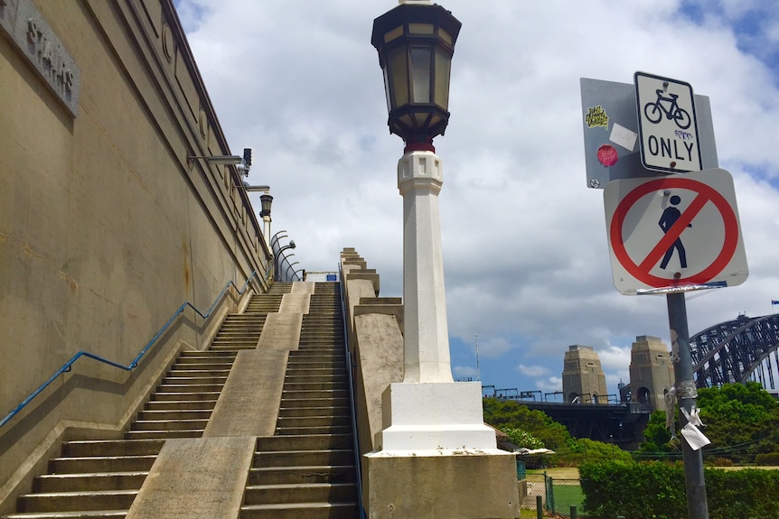 Stairs for cyclists on the Sydney Harbour Bridge