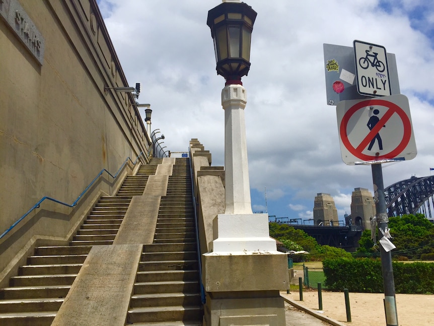 Stairs for cyclists on the Sydney Harbour Bridge