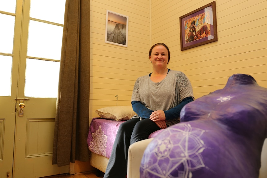 Bronwyn Moir in a consultation room of the Lismore Birth House