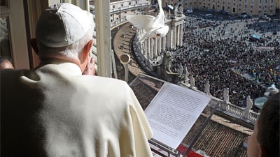 Pope Benedict releases a dove of peace from his office window on January 25, a few days after Bishop Williamson's comments we...