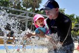 Brent and his daughter Tia cool off