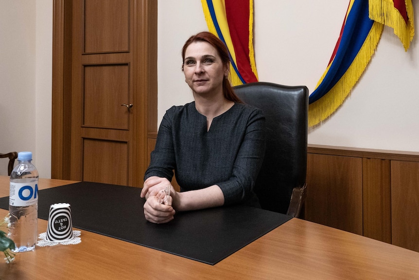 Ana Revenco sits in her offices in downtown Chisinau.