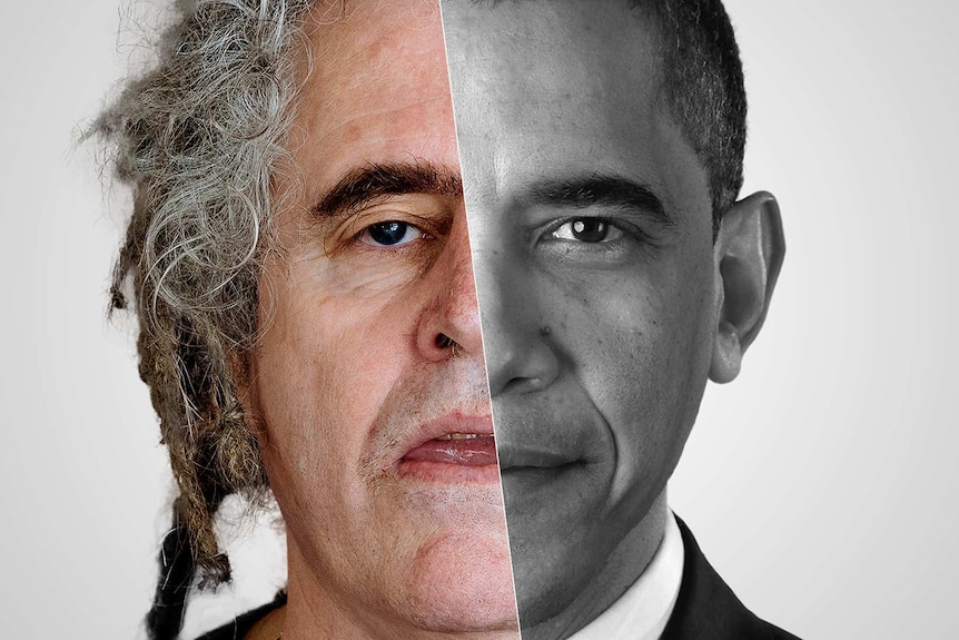 A composite photo shows anti-war protester Ciaron O'Reilly and US president Barack Obama.