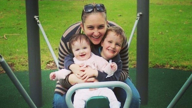 Korina Valentine with her children in the park the day before she developed sepsis