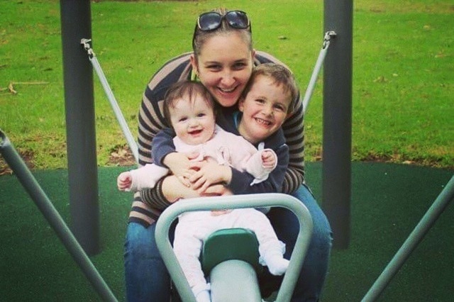 Korina Valentine with her children in the park the day before she developed sepsis
