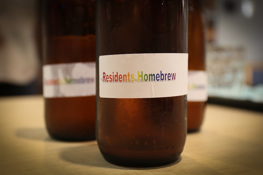 Bottles of beer with Residents Homebrew label