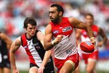 Adam Goodes only managed one goal in a wasteful showing from the Swans.