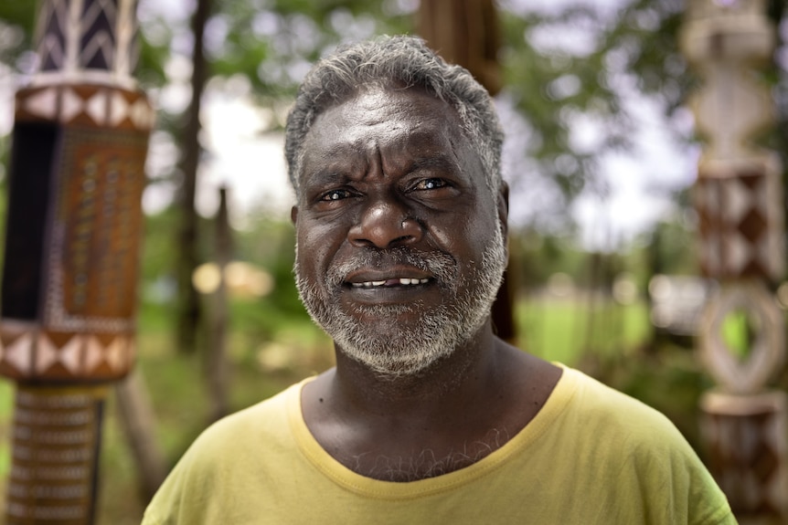 A close-up of an Aboriginal man smiling. 