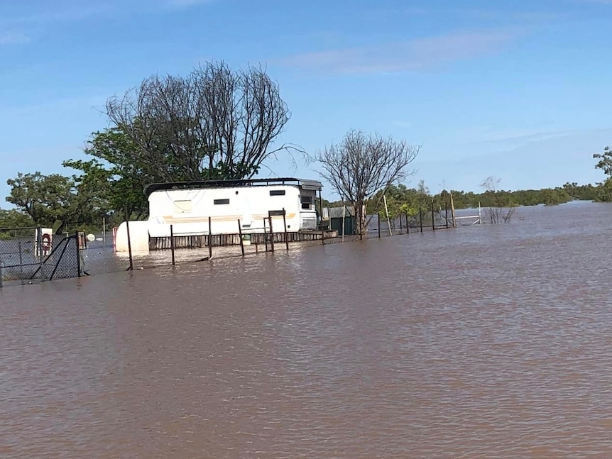 A flooded outback caravan park