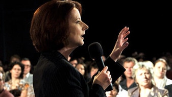 Julia Gillard at the Peoples' Forum (AAP: Alan Porritt)