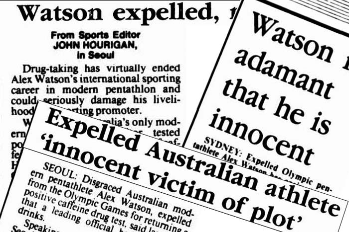 Australian modern pentathlete Alex Watson makes the headlines at the Seoul Olympics.