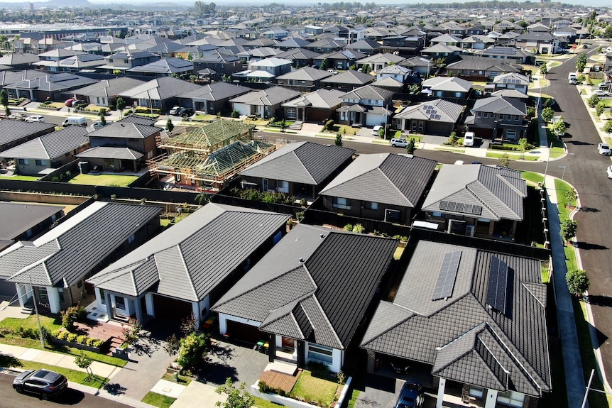 a skyline with houses