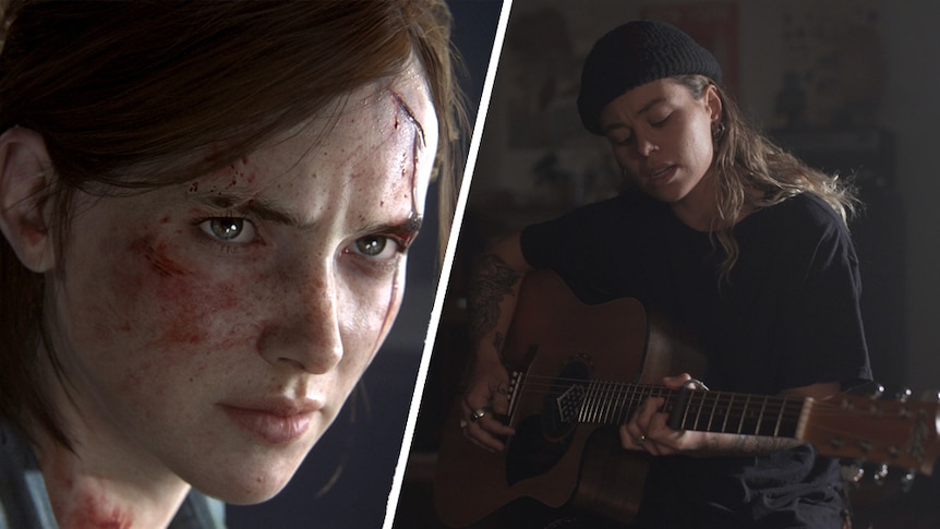 A collage of The Last Of Us Part II protagonist Ellie and Tash Sultana