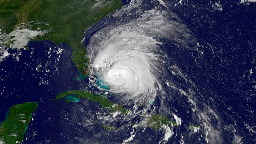 A NASA satellite image, released on August 25, 2011, shows Hurricane Irene moving through the Bahamas