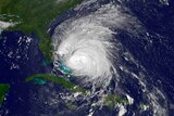 A NASA satellite image, released on August 25, 2011, shows Hurricane Irene moving through the Bahamas