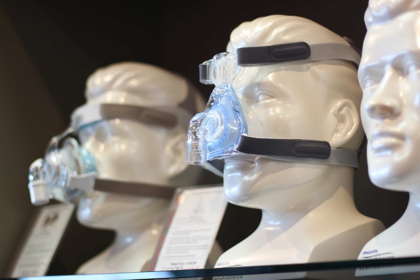 CPAP masks on dummy heads
