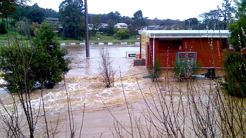 Rivers overflow: floodwaters inundate the Hammond Park sports ground in Creswick