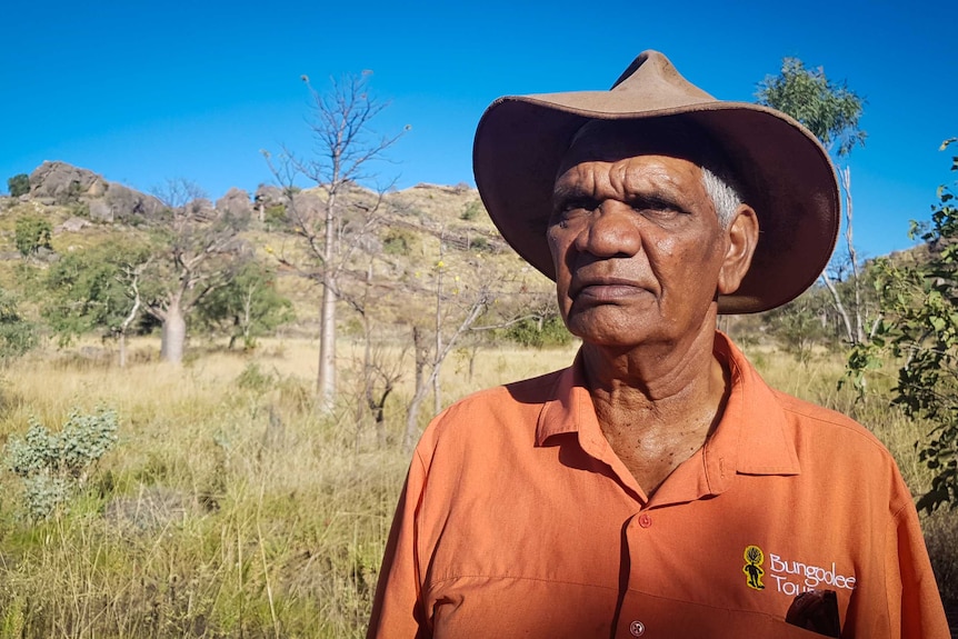 Jimmy 'Dillon' Andrews is a Bunuba elder and gives tours through the Kimberley's Windjana Gorge.