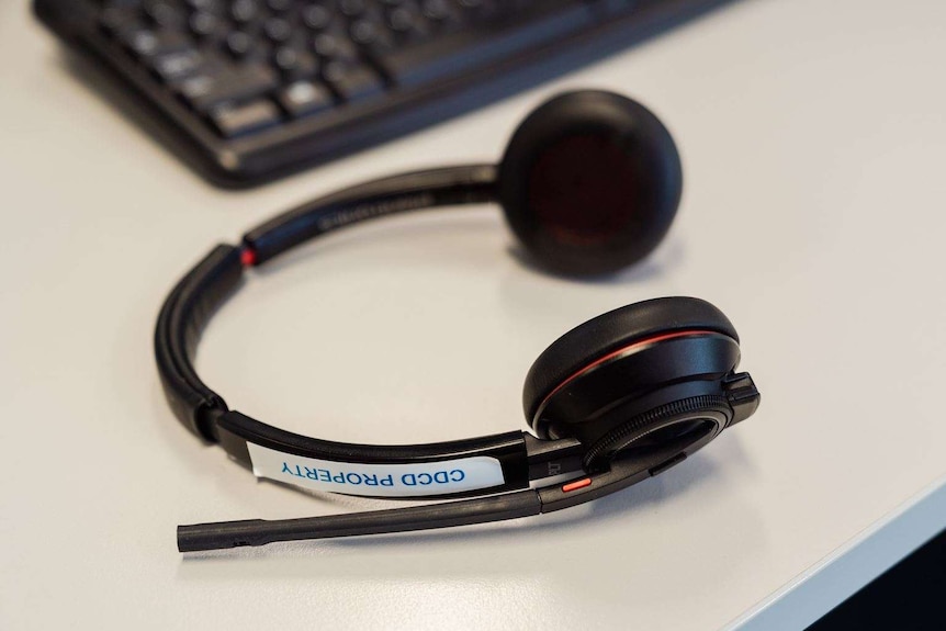 A headset on a desk